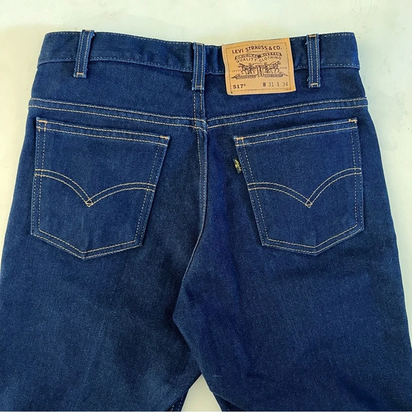 Vintage Levi’s 517 High Rise Bootcut Jeans 28 Waist 6 Tall Gold Black Label Dark - Picture 13 of 14